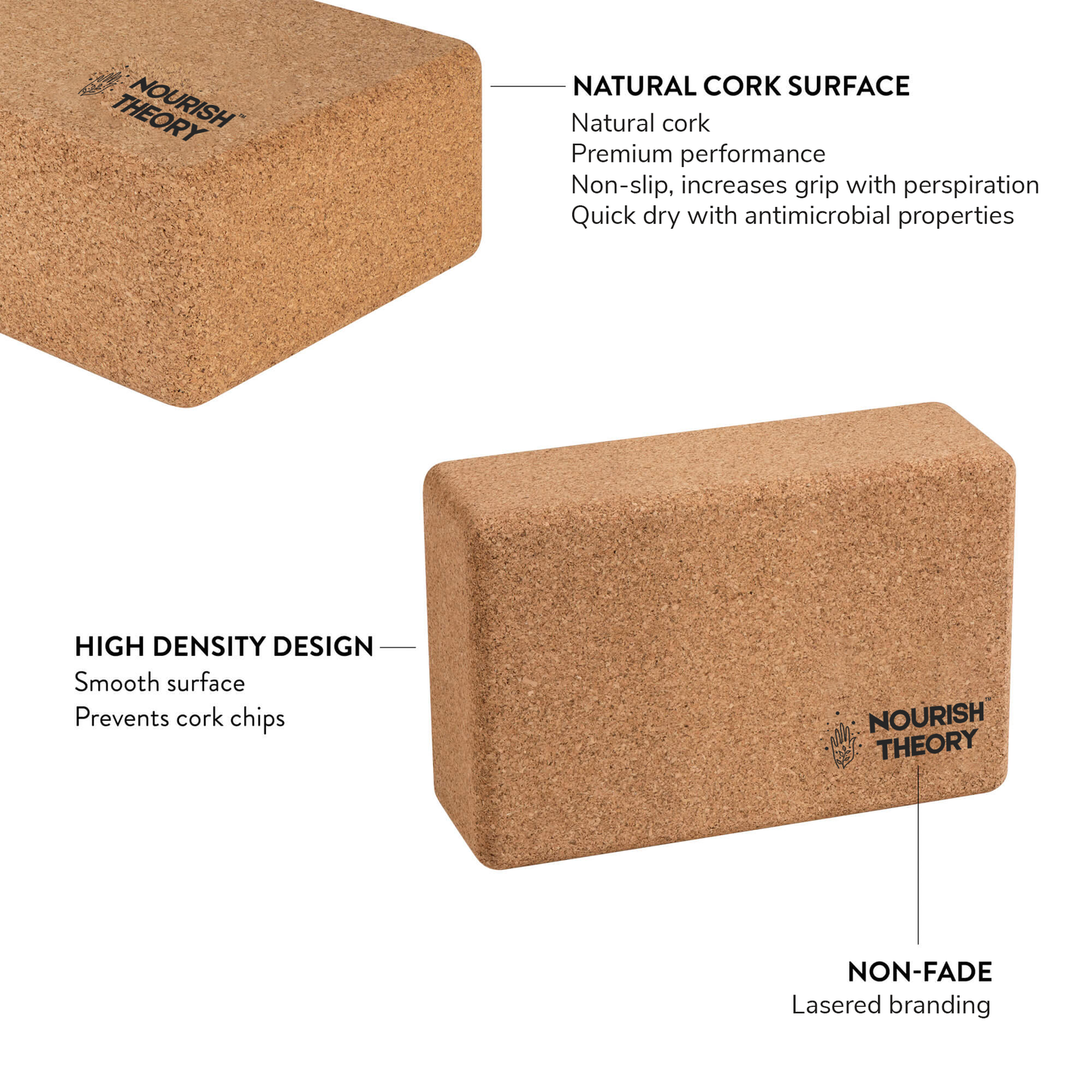 Essential 3-in-1 Yoga Bundle: natural yoga mat, yoga mat carry strap, Yoga cork Blocks