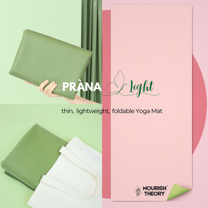 PranaLight Yoga Mat - Folding Travel Fitness & Exercise Mat - Packable lighweight Yoga Mat for All Types of Yoga, Pilates & Floor Workouts (72.8"L x 26.8"W x 1.5mm)